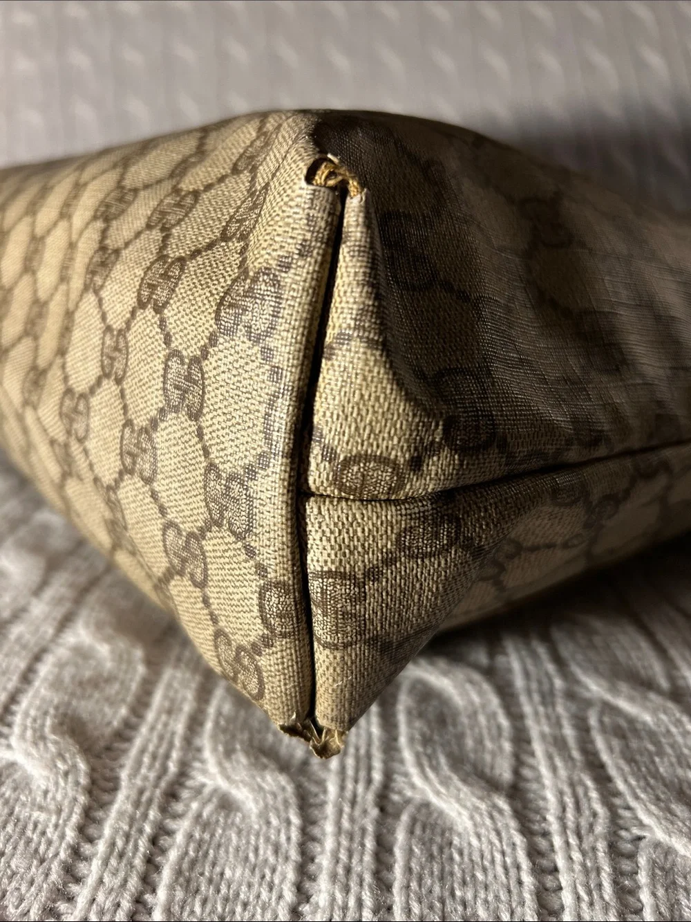 Gucci Beige/Tan GG Canvas Tote with Green & Red Web Strap